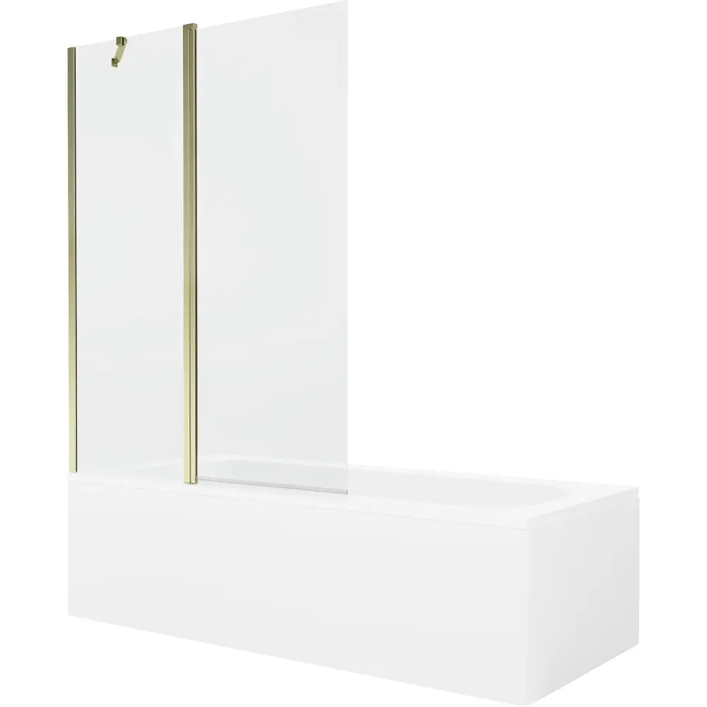 Mexen Vega Rektangulært Badekar 180x80 Cm med Kabinett og Ett-vinget Dørskjerm 120 Cm Gjennomsiktig Gull - 550118080x