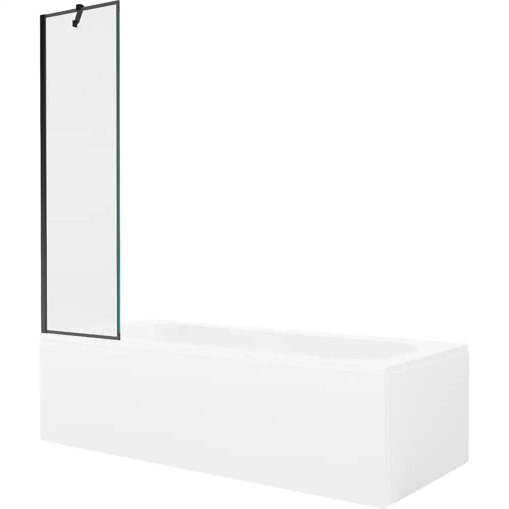 Mexen Vega Rektangulært Badekar 180x80 Cm med Kabinett og Ett-vinget 50 Cm Dusjdør Svart Design - 550118080x