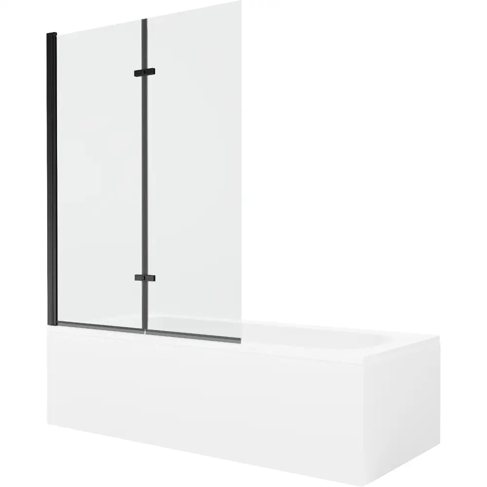 Mexen Vega Rektangulært Badekar 180x80 Cm med Kabinett og To-delt Dusjvegg 120 Cm Gjennomsiktig Svart - 550118080x