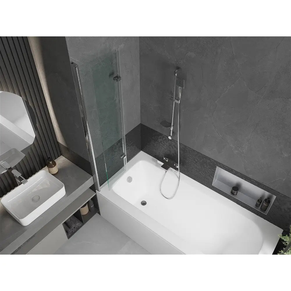 Mexen Vega Rektangulært Badekar 180x80 Cm med Kledning og 2-delt Dusjdør 80 Cm Gjennomsiktig Krom - 550118080x
