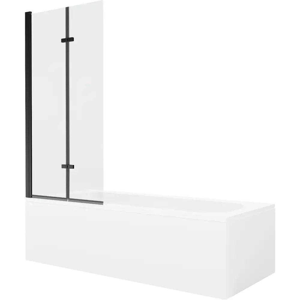 Mexen Vega Rettvinklet Badekar 180x80 Cm med Kabinett og 2-dørs Skjerm 80 Cm Gjennomsiktig Svart - 550118080x