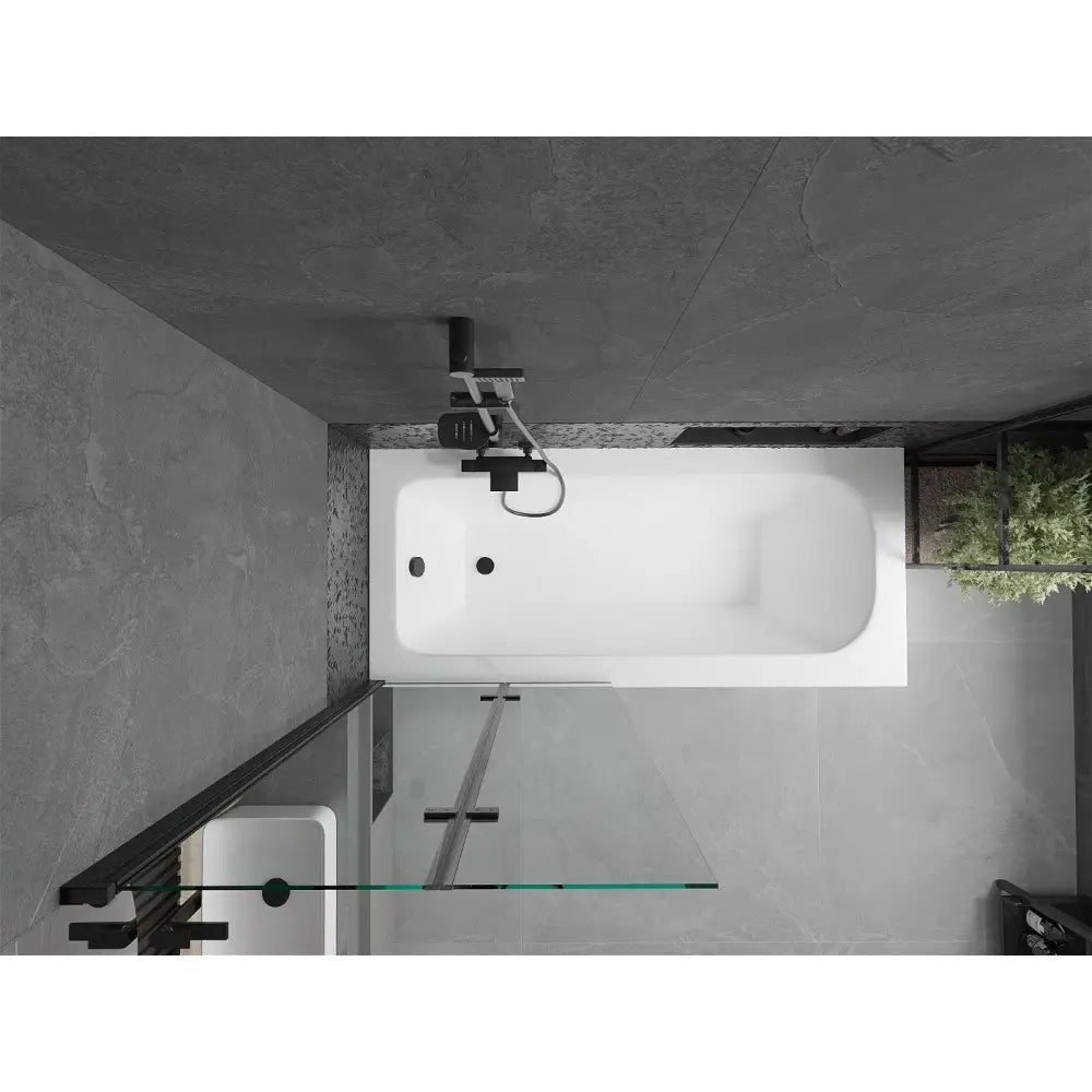 Mexen Vega Rettvinklet Badekar 180x80 Cm med Kabinett og 2-dørs Skjerm 80 Cm Gjennomsiktig Svart - 550118080x