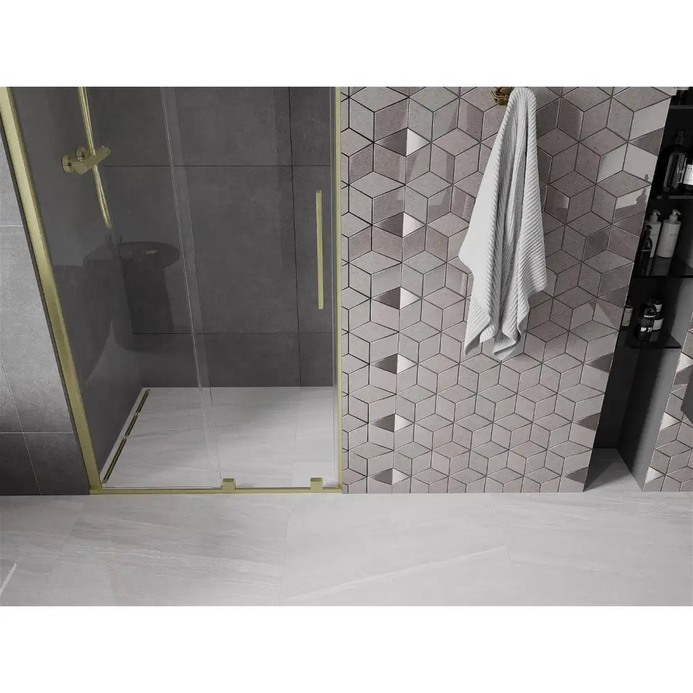 Dusjdører Skyvbare 100 Cm Gjennomsiktig Børstet Gull