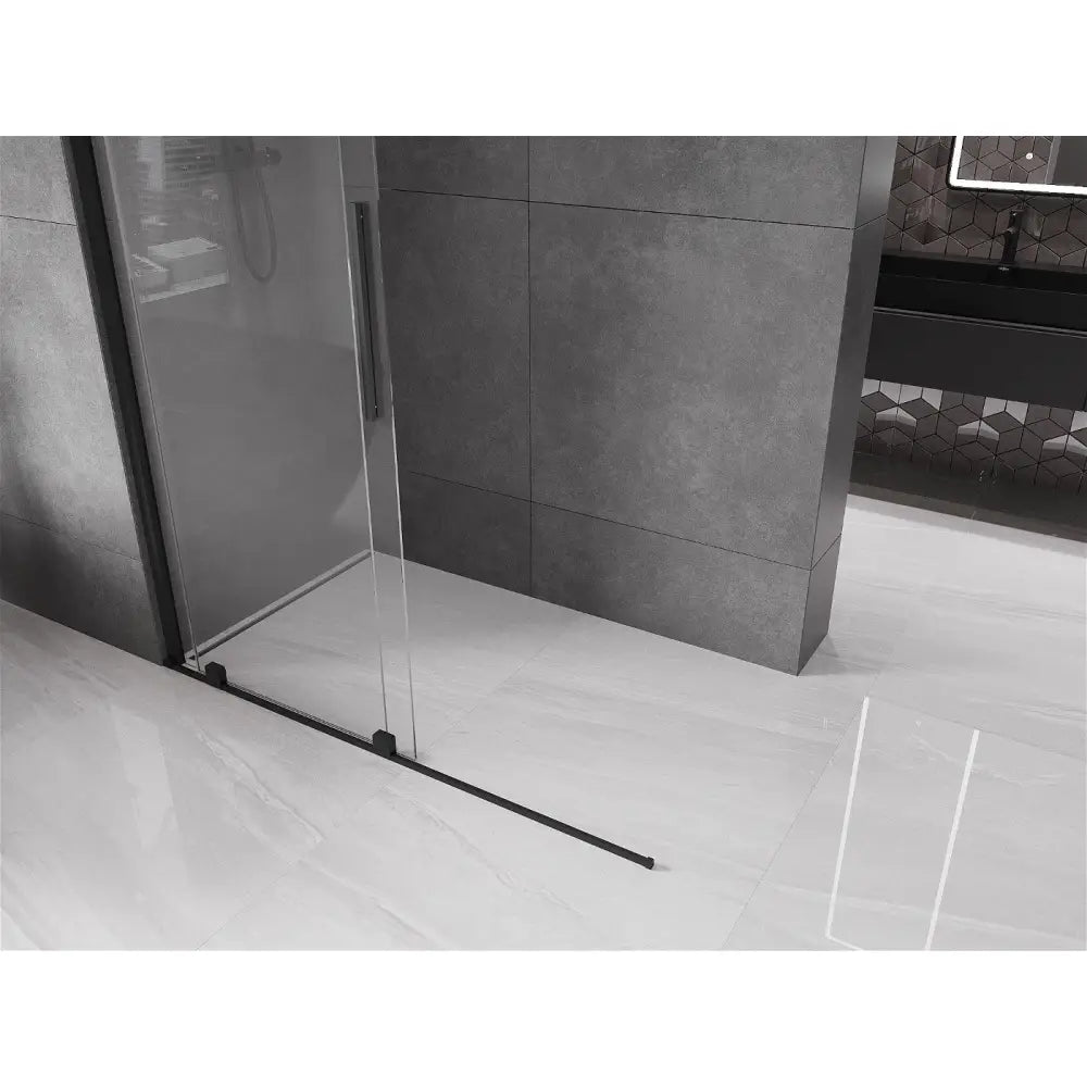 Dusjvegg Skyvbar 130x200 Cm Gjennomsiktig 8 Mm Svart