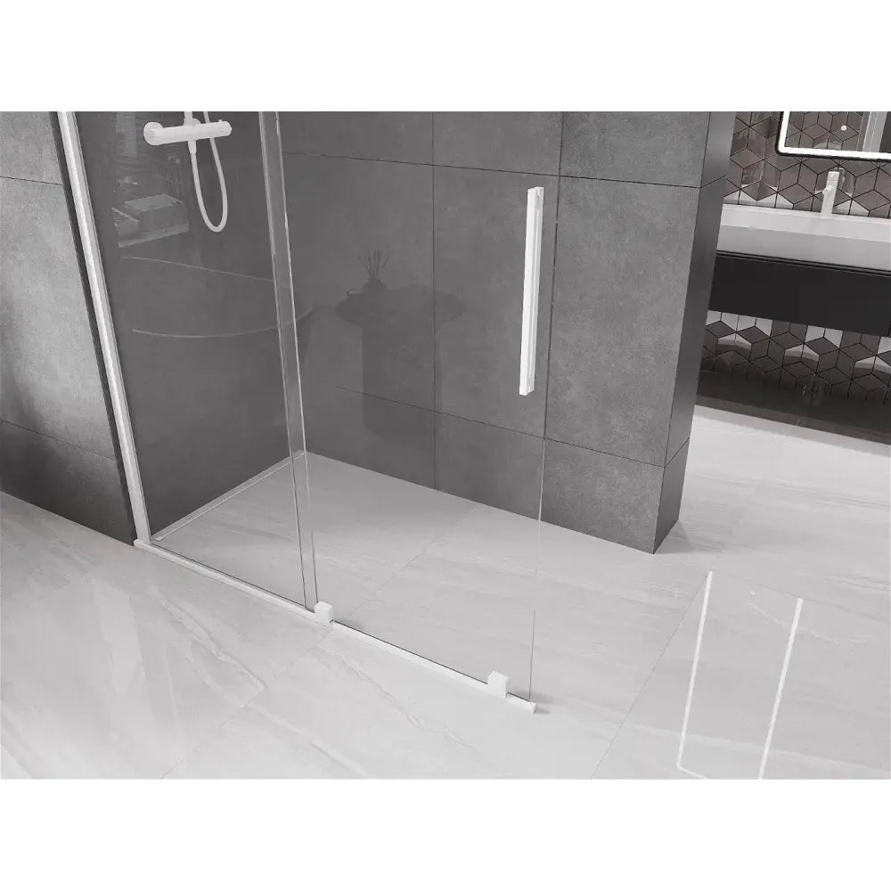 Dusjvegg Skyvbar 150x200 Cm Gjennomsiktig 8 Mm Hvit
