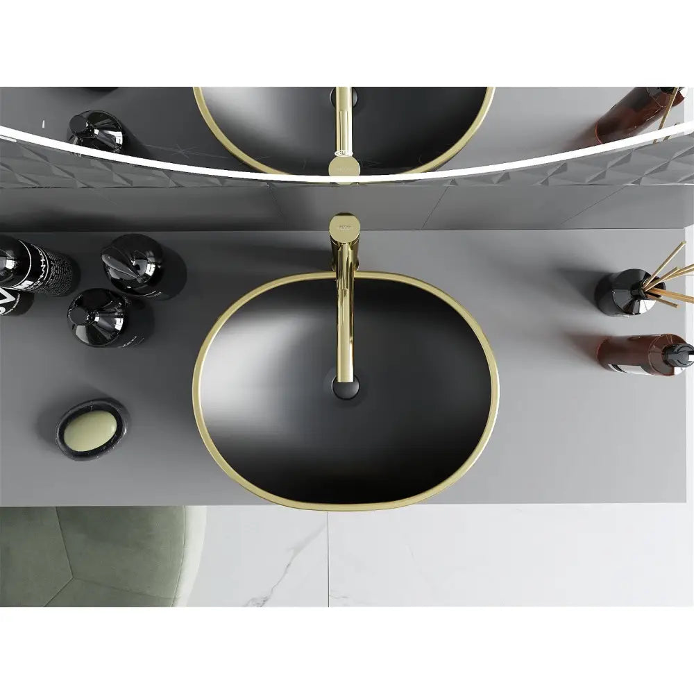 Mexen Viki Servant til Montering på Benkeplate 48x35 Cm Matt Svart/gullkant