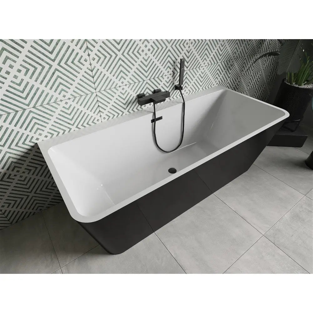 Mexen Volta Frittstående Badekar ved Veggen 170x75 Cm Hvit/svart Overløp Svart - 51131707575-b