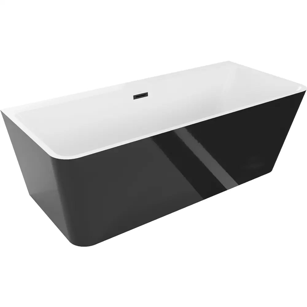 Mexen Volta Frittstående Badekar ved Veggen 170x75 Cm Hvit/svart Overløp Svart - 51131707575-b