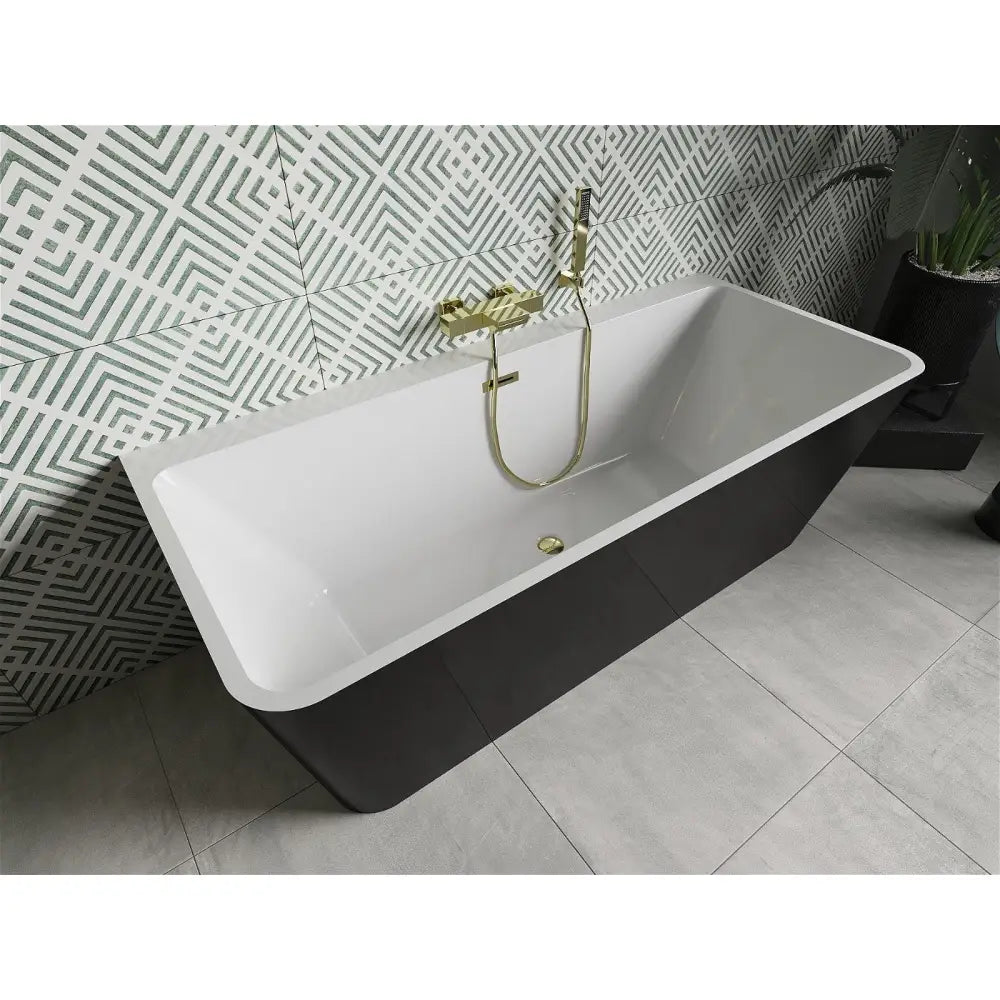 Mexen Volta Frittstående Vegghengt Badekar 170x75 Cm Hvit/svart Gull Overløp - 51131707575-g