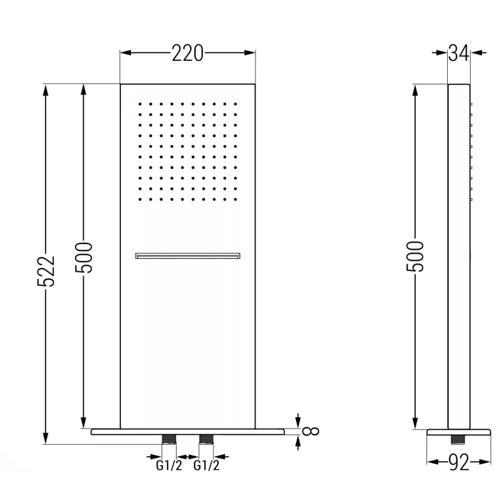 Mexen Waterfall Dusjhode 50x22 Cm Svart - 79195-