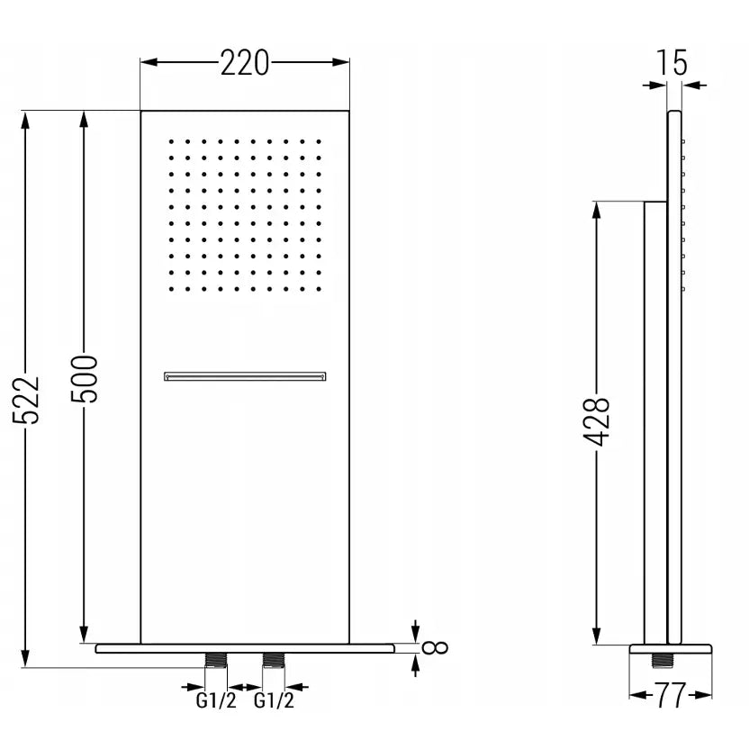 Mexen Waterfall Dusjhode Slim 50x22 Cm Grafitt - 79190-