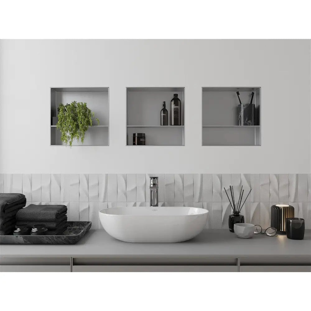 Mexen X-wall-nr Nisjehylle uten Flens med Hylle 30x30 Cm Rustfritt Stål - 1911303010s