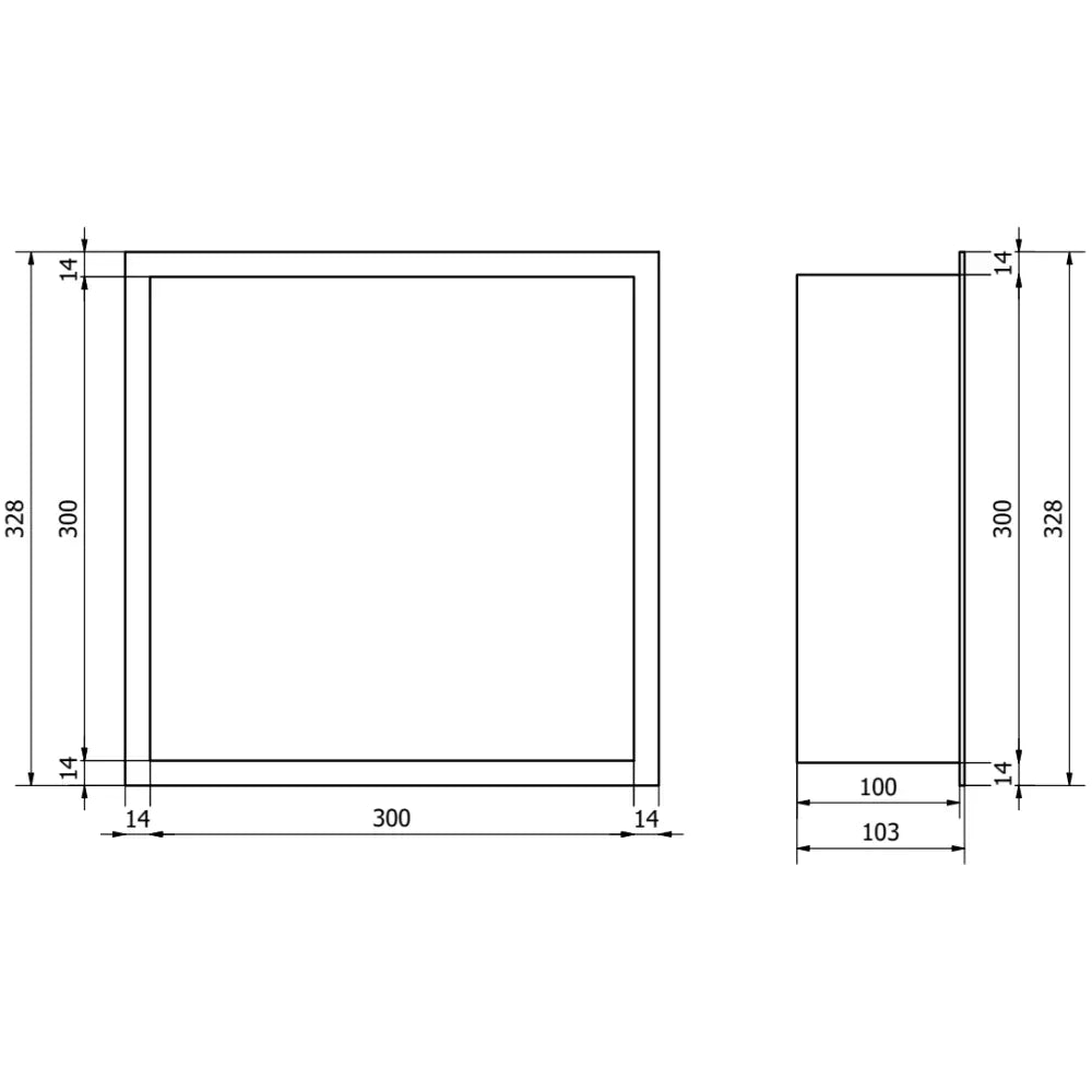 Mexen X-wall-r Nisjehylle med Kant 30x30 Cm Rustfritt Stål