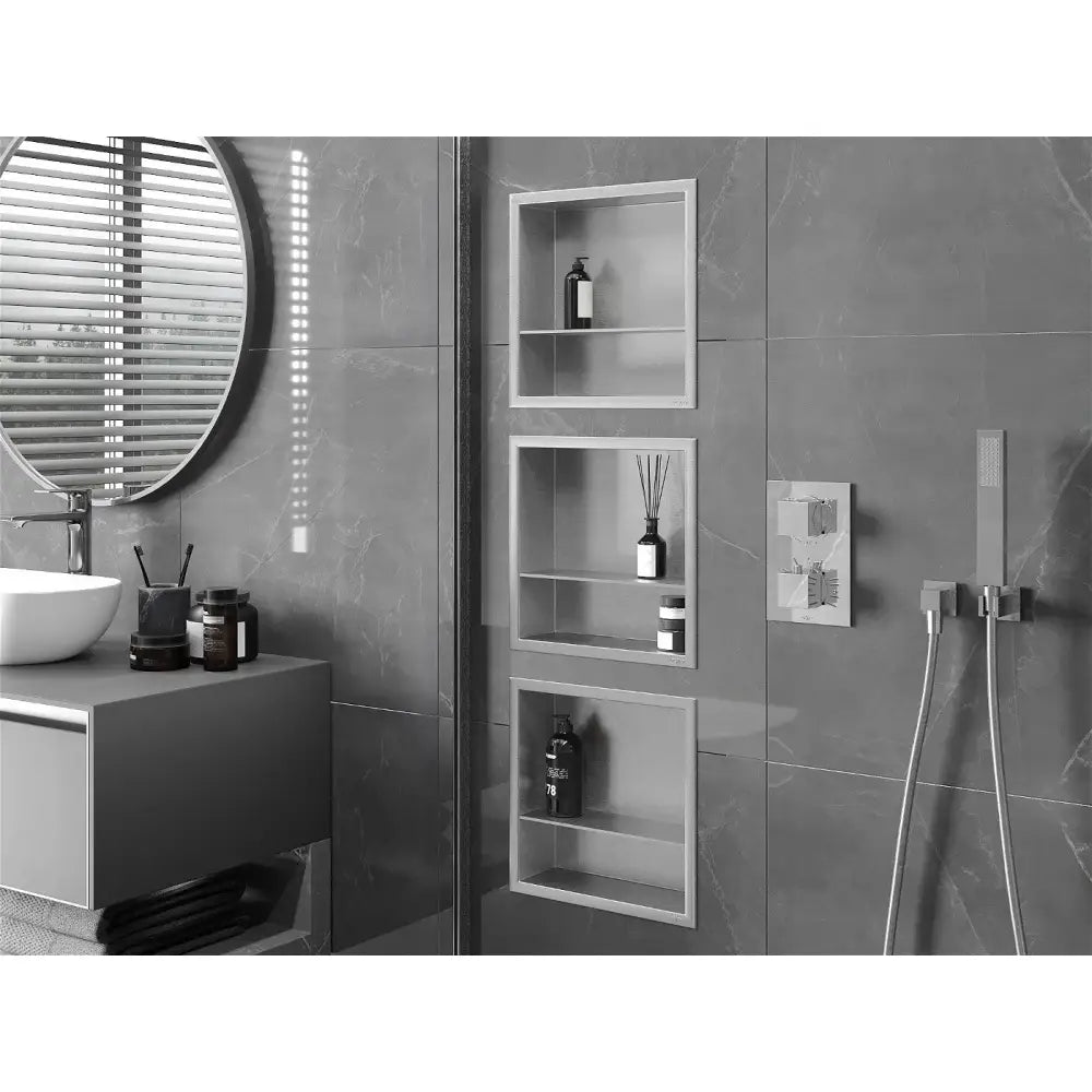 Mexen X-wall-r Nisjehylle med Kant og Hylle 30x30 Cm Rustfritt Stål - 1910303010s