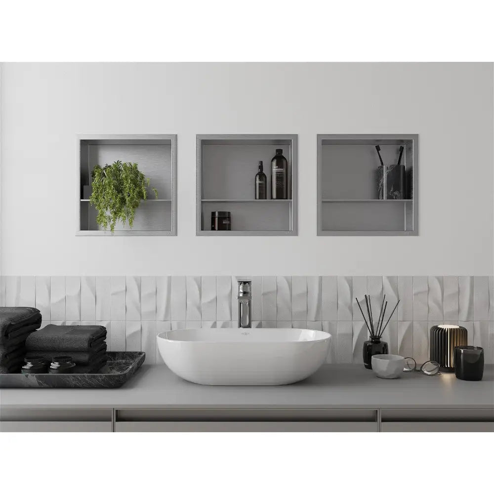 Mexen X-wall-r Nisjehylle med Kant og Hylle 30x30 Cm Rustfritt Stål - 1910303010s