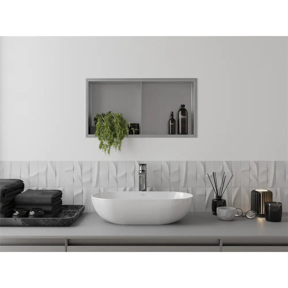 Mexen X-wall-r Nisjehylle med Kant og Hylle 60x30 Cm Rustfritt Stål - 1910603010s