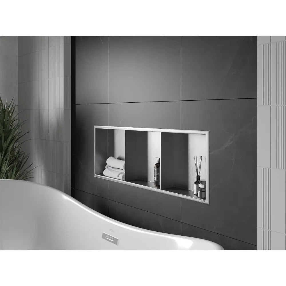 Mexen X-wall-r Nisjehylle med Kant og Hylle 90x30 Cm Rustfritt Stål - 1910903010s