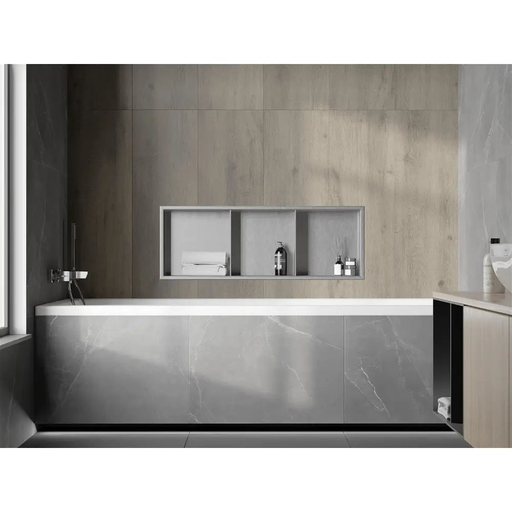 Mexen X-wall-r Nisjehylle med Kant og Hylle 90x30 Cm Rustfritt Stål - 1910903010s