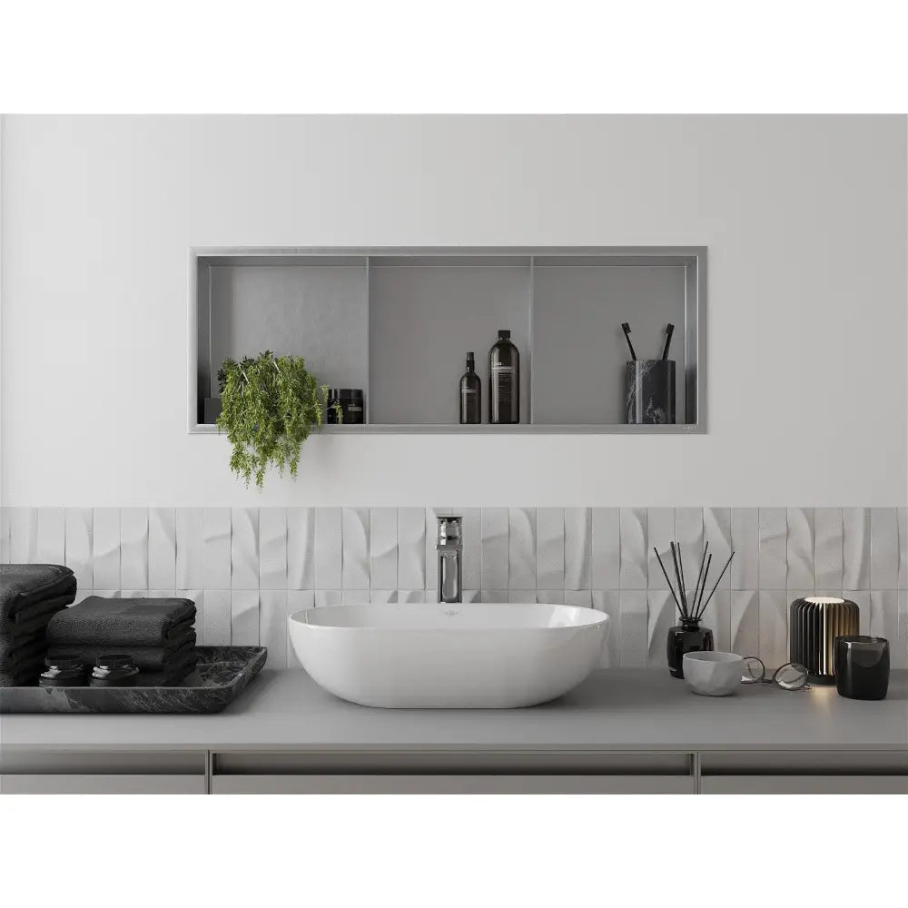 Mexen X-wall-r Nisjehylle med Kant og Hylle 90x30 Cm Rustfritt Stål - 1910903010s