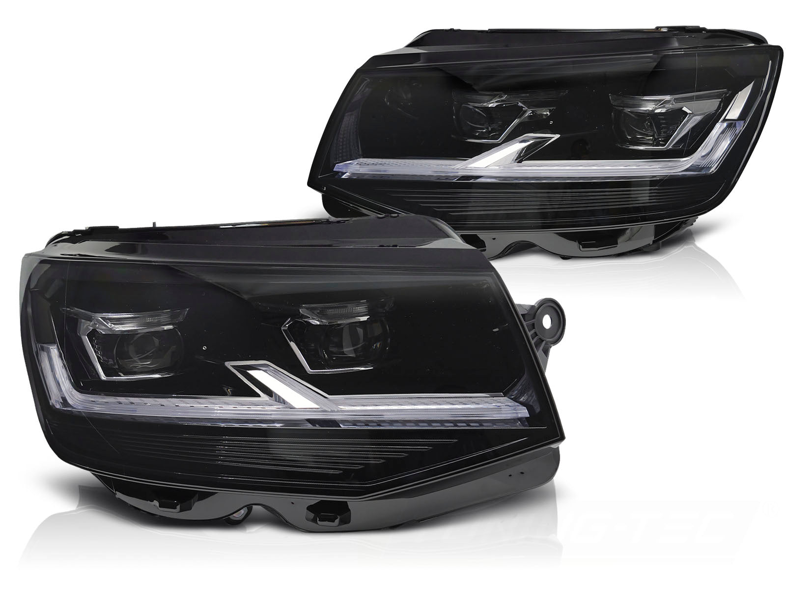 Frontlykter VW T6 15-19 Black LED DRL