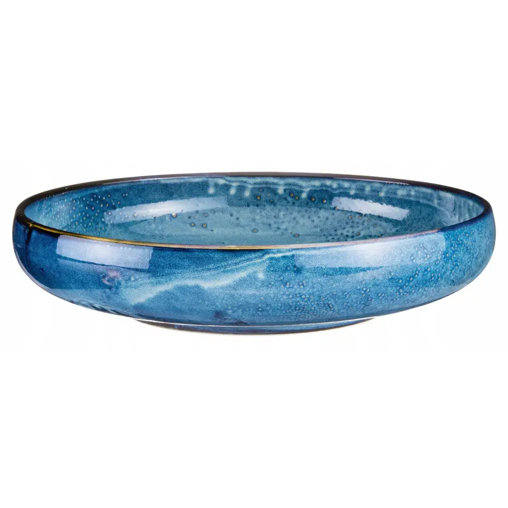 Misa dypblå keramikkbolle 3800 ml, skrå sidevisning som fremhever glasuren og boblemønstrene.