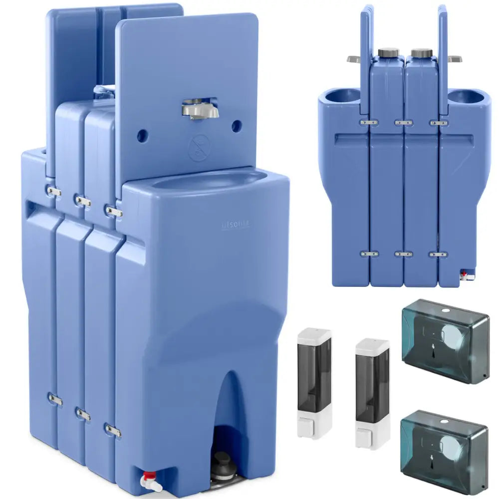 Mobil Dobbel Bærbar Vask med Såpebeholder 130 l