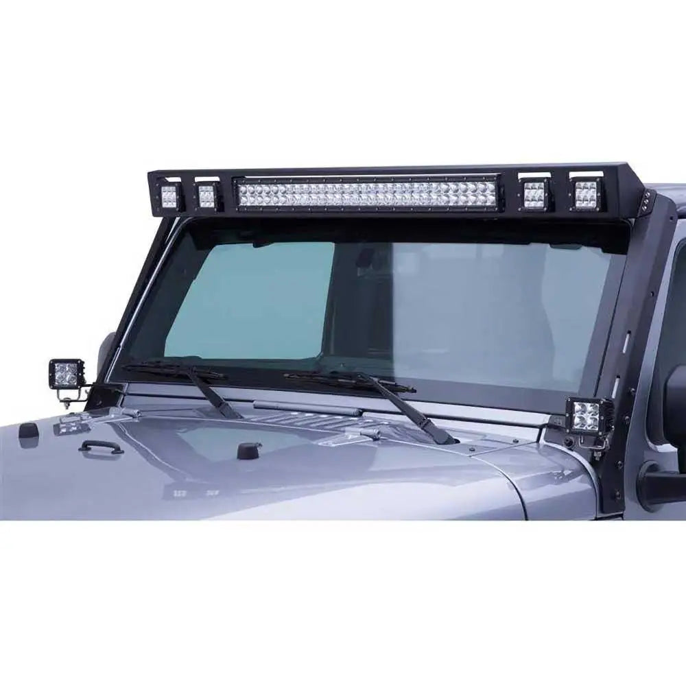 Mobilfeste for Led-stripe og fire Led-kuber over Frontruten - Go Rhino - Jeep Wrangler Jk 4 d 07-18