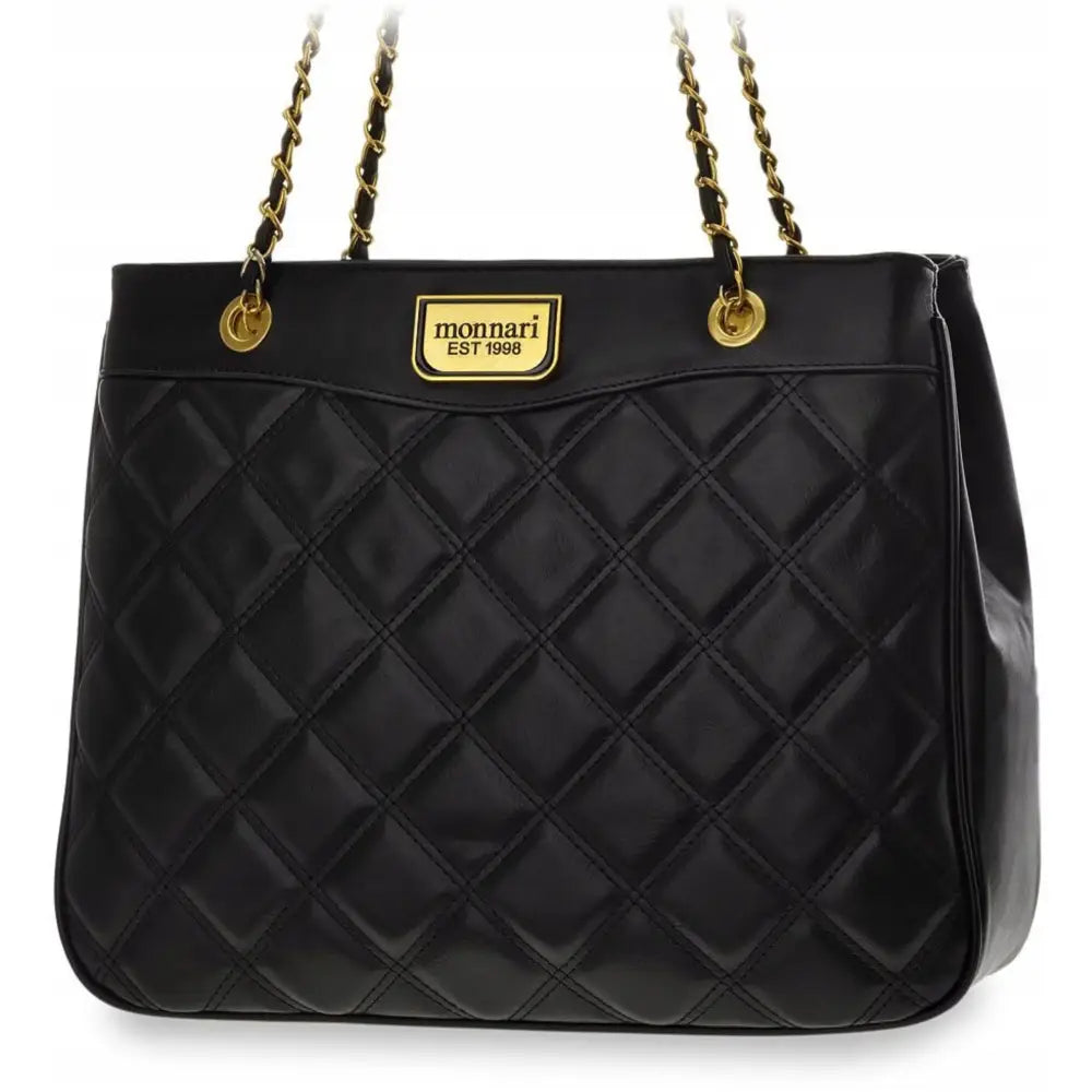 Monnari Dameshopper Svart Stor Quiltet Skulderveske med Kjede