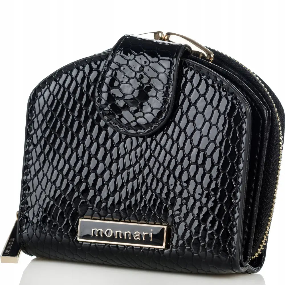 Monnari Lommebok i Ekte Svart Skinn med Hesteskomønster