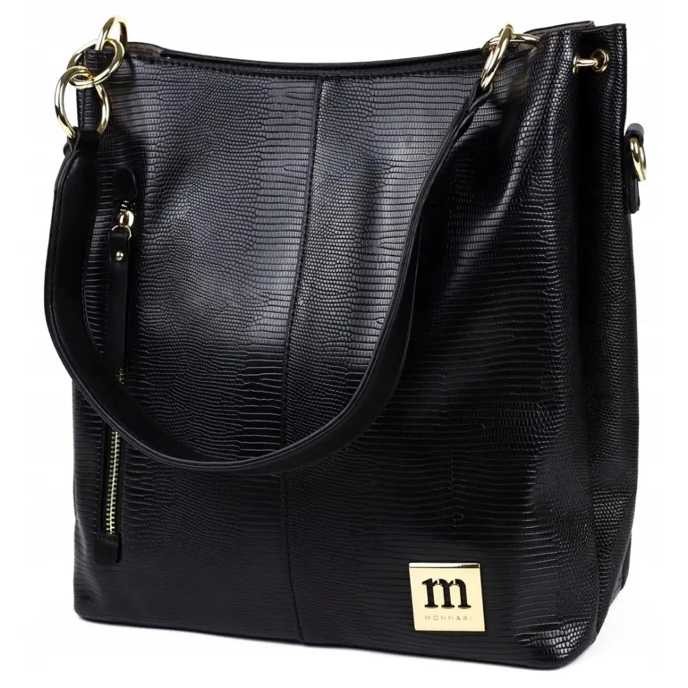 Monnari Shopper Håndveske for Skulderen Svart med Logo Stropp