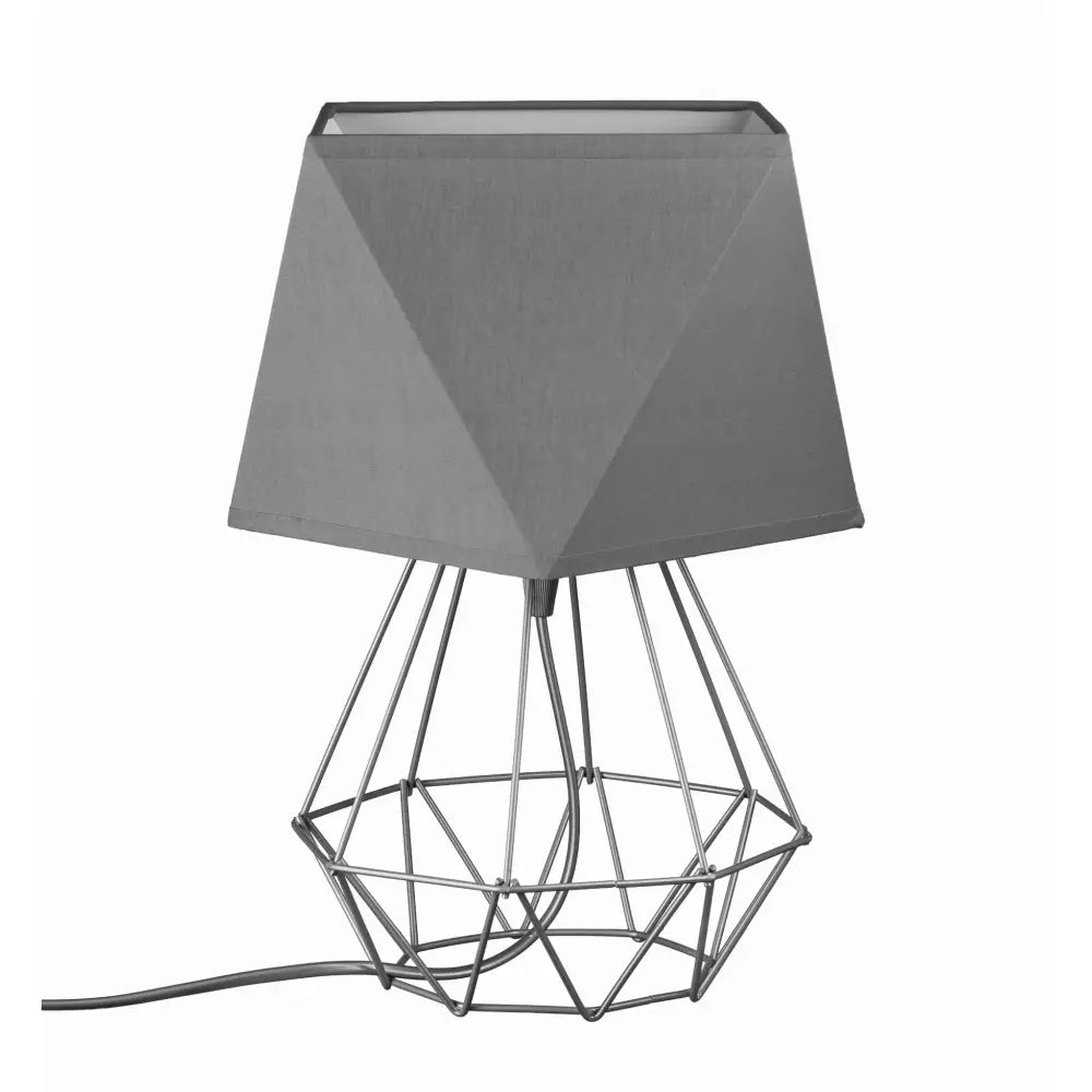 Nattlampe Diamant Loft Grå, frontvisning som viser geometrisk grå skjerm og åpen metalltrådbase.