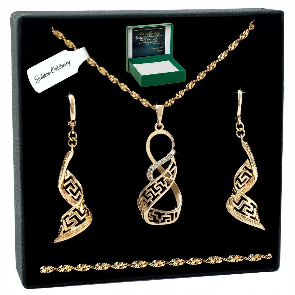 Øredobber Gull Gresk Design med Zirkonia - 18k