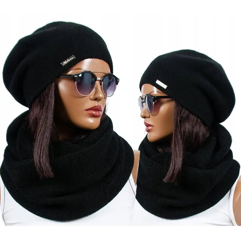Nydelig Sett med Beret Lue + Hals Skjerf.
