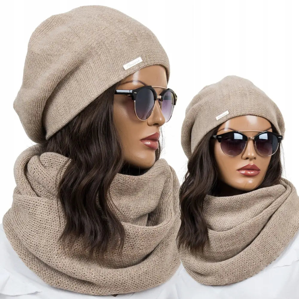 Nydelig Sett med Beret Lue + Skjerf Halskrage
