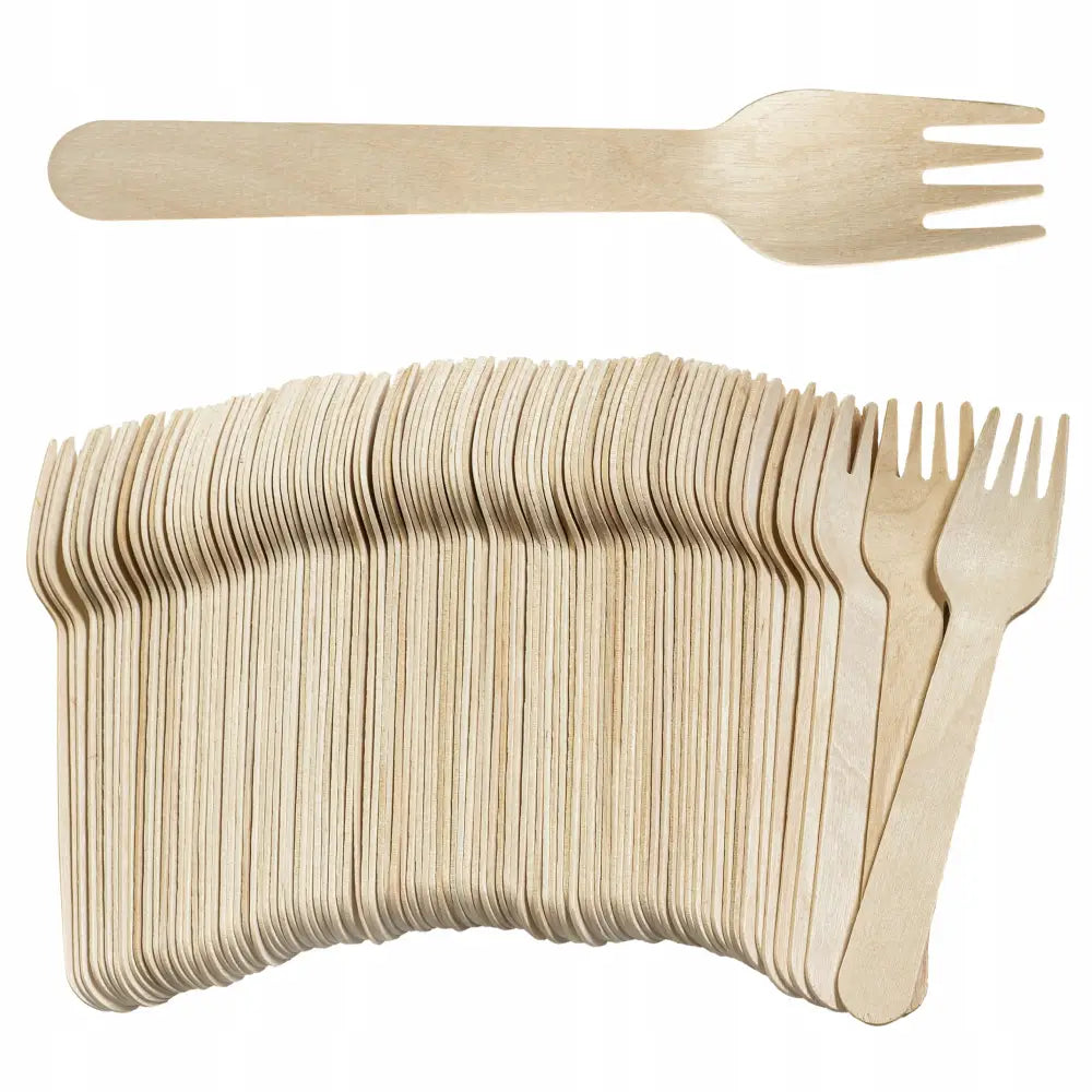 Økologiske tre gafler, én gaffel plassert oppå en bunke, lys naturfarge og ubehandlet overflate.