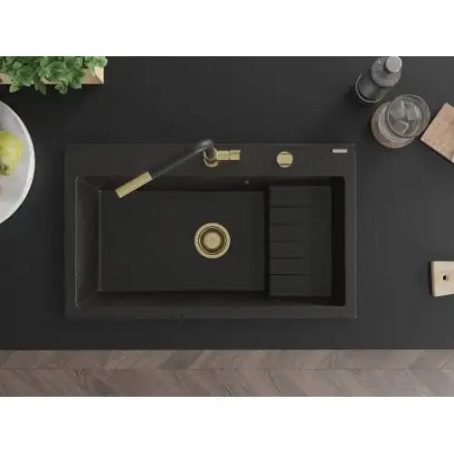 Omar Kjøkkenvask 1 Kum 800x480 Mm Svart/gull - 6520801005-75-g