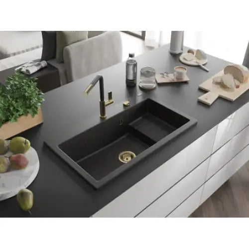 Omar Kjøkkenvask 1 Kum 800x480 Mm Svart/gull - 6520801005-75-g
