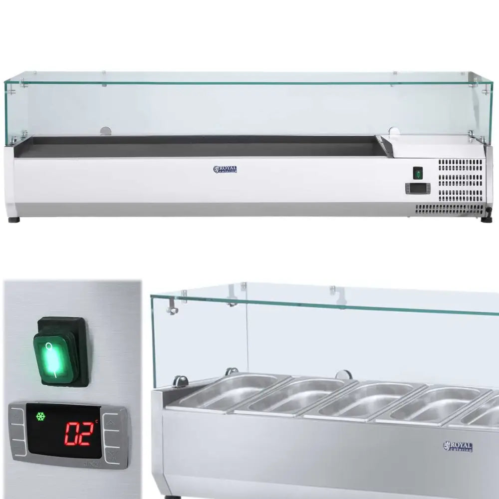 Oppsettkjøler med Glassbeskyttelse 7x Gn1/4 150cm.