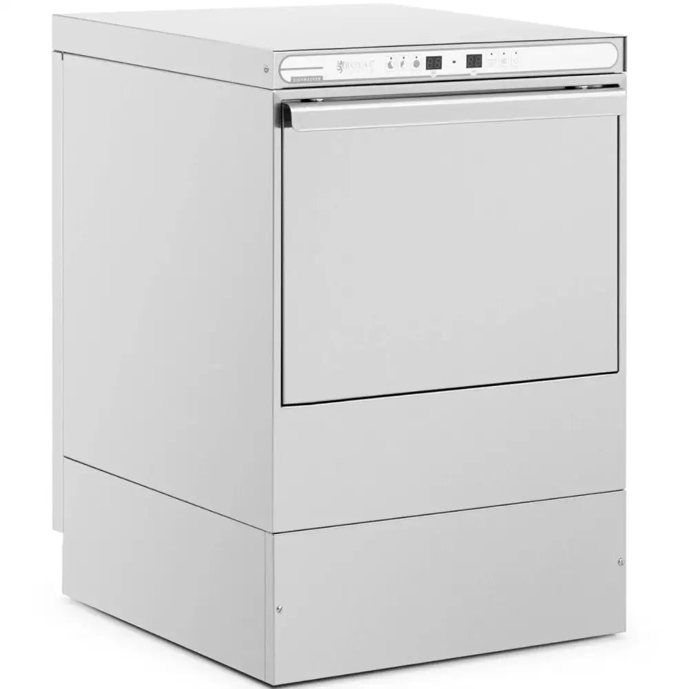 Oppvaskmaskin med skuff, skrå vinkel som viser kontrollpanel, solid håndtak og moderne rustfritt stålfinish.