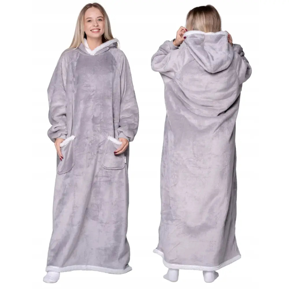 Overdimensjonert Pleddgenser Varm 2-i-1 Tykk Xxl Lang Pledd-hettegenser