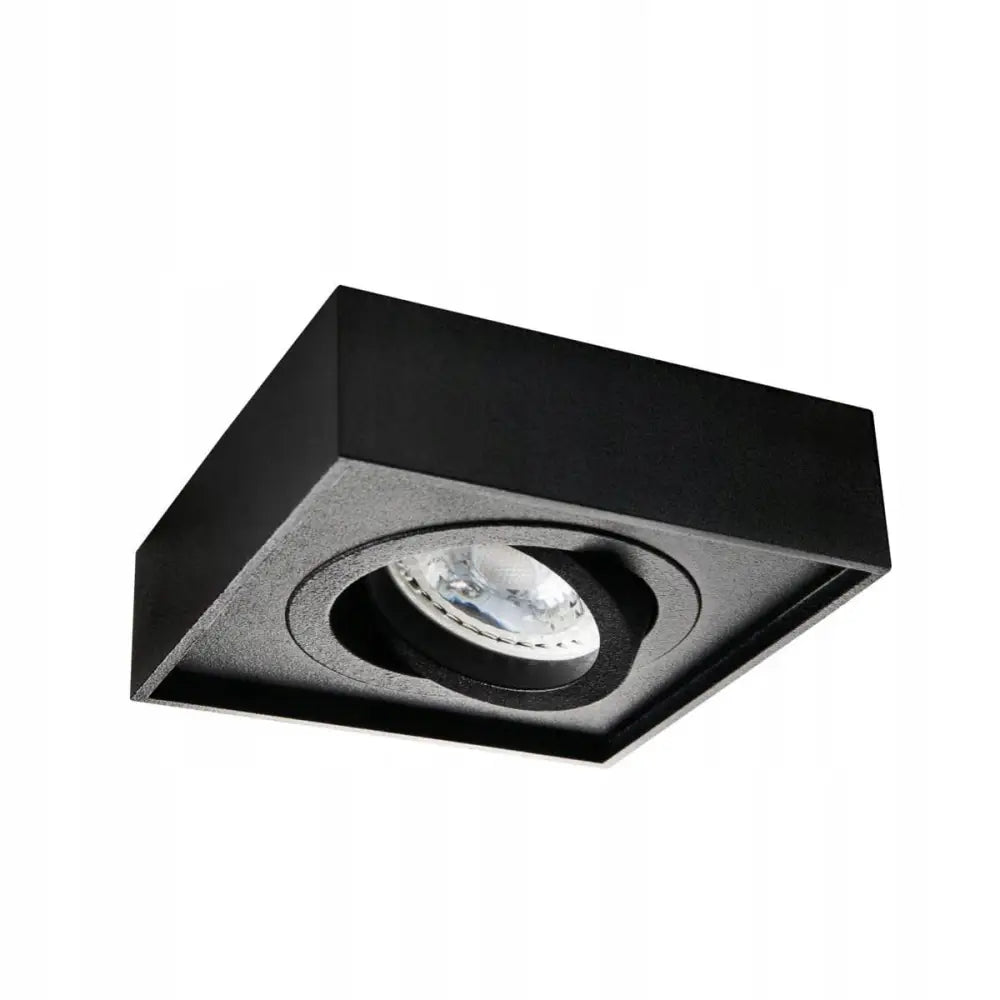 Overflatemontert Mini Gord Dlp-50-B taklampe, sort firkantet spot med justerbar lysenhet sett nedenfra.