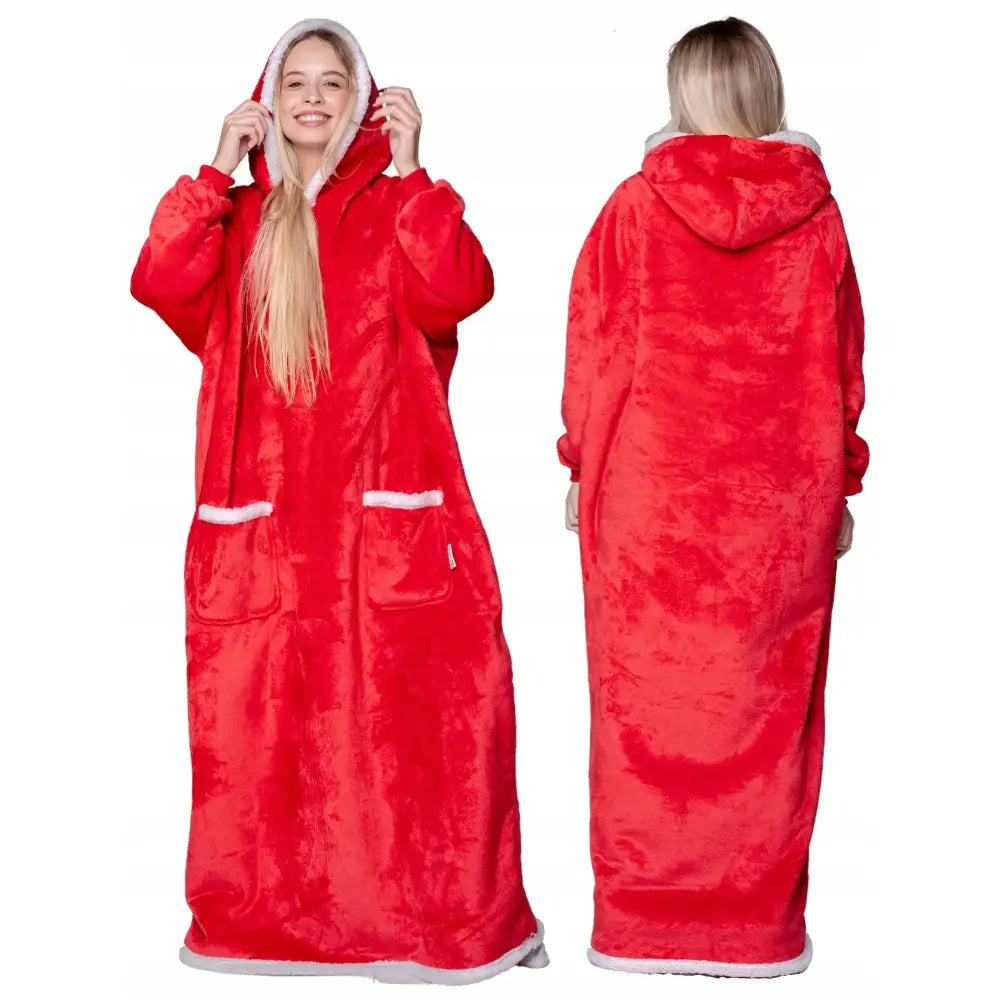 Oversize Varm 2-i-1 Teddy-fleece Tykk Xxl Lang Hettegenser