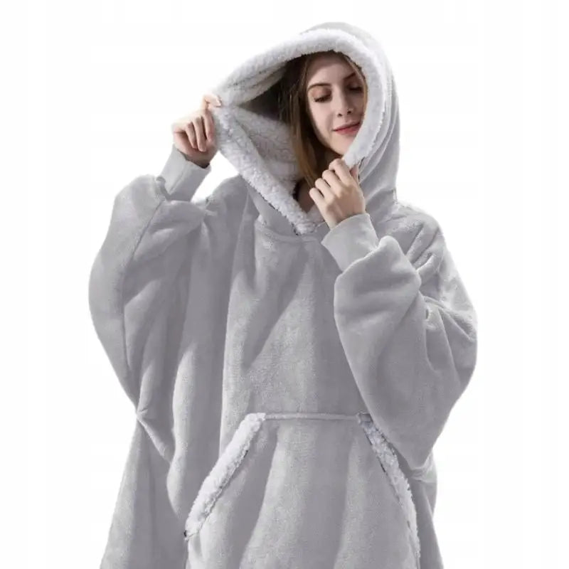 Oversize Varm 2-i-1 Tykk Fleecegenser Xxl Pels-kocgenser