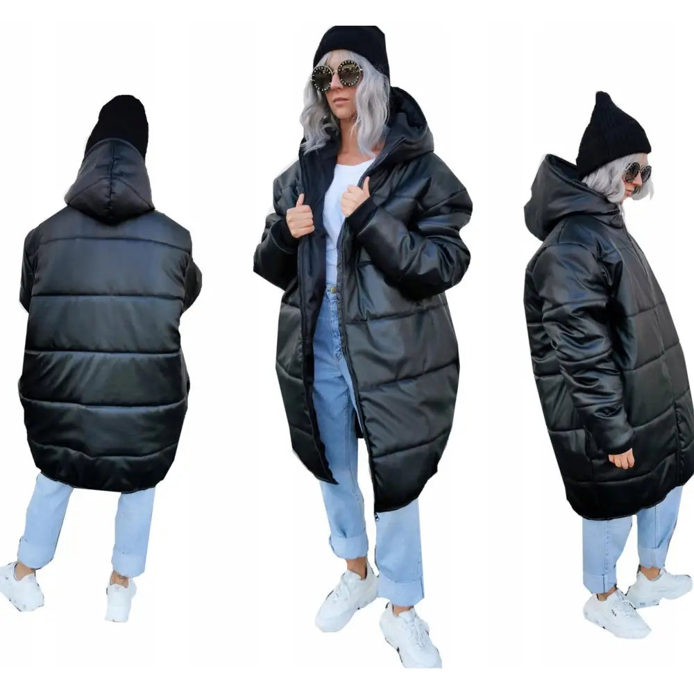 P1 Svart Matt Polstret Skinn Mega Oversize Unisex