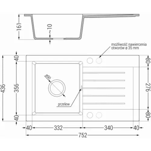 Pablo Kjøkkenvask 1 Kum 752x436 Mm Hvit - 6510751010-20