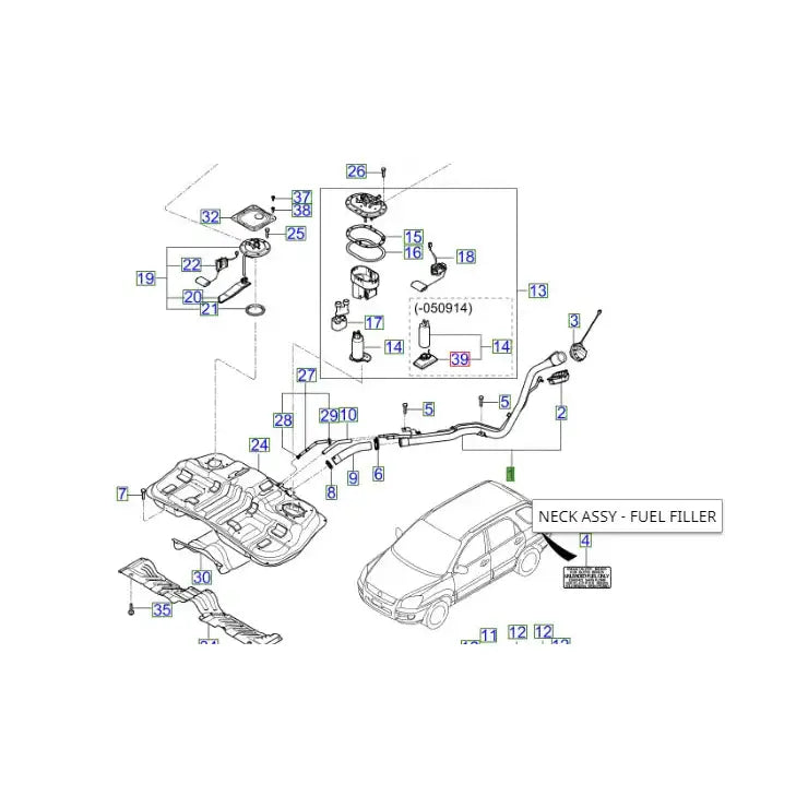 Påfyllingsrør - Kia Sportage 2004-2010 Diesel