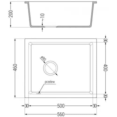Pedro Kjøkkenvask 1 Kum 560x460 Mm Svart - 6508561000-77-g