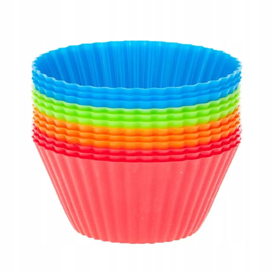 Perforert terteform 8cm i silikon, stablet i flere farger med markerte riller sett ovenfra.