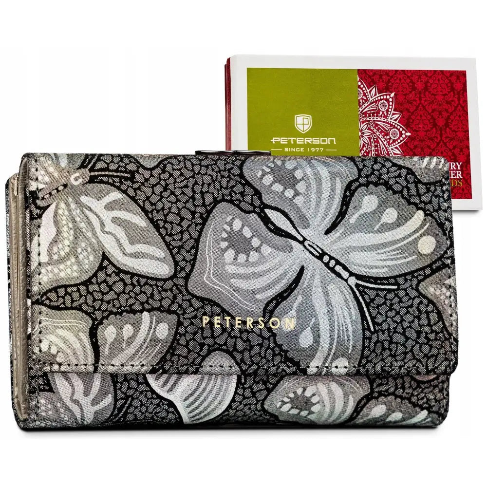 Peterson Elegant Skinnlommebok for Kvinner med Knepping og Tyverisikring