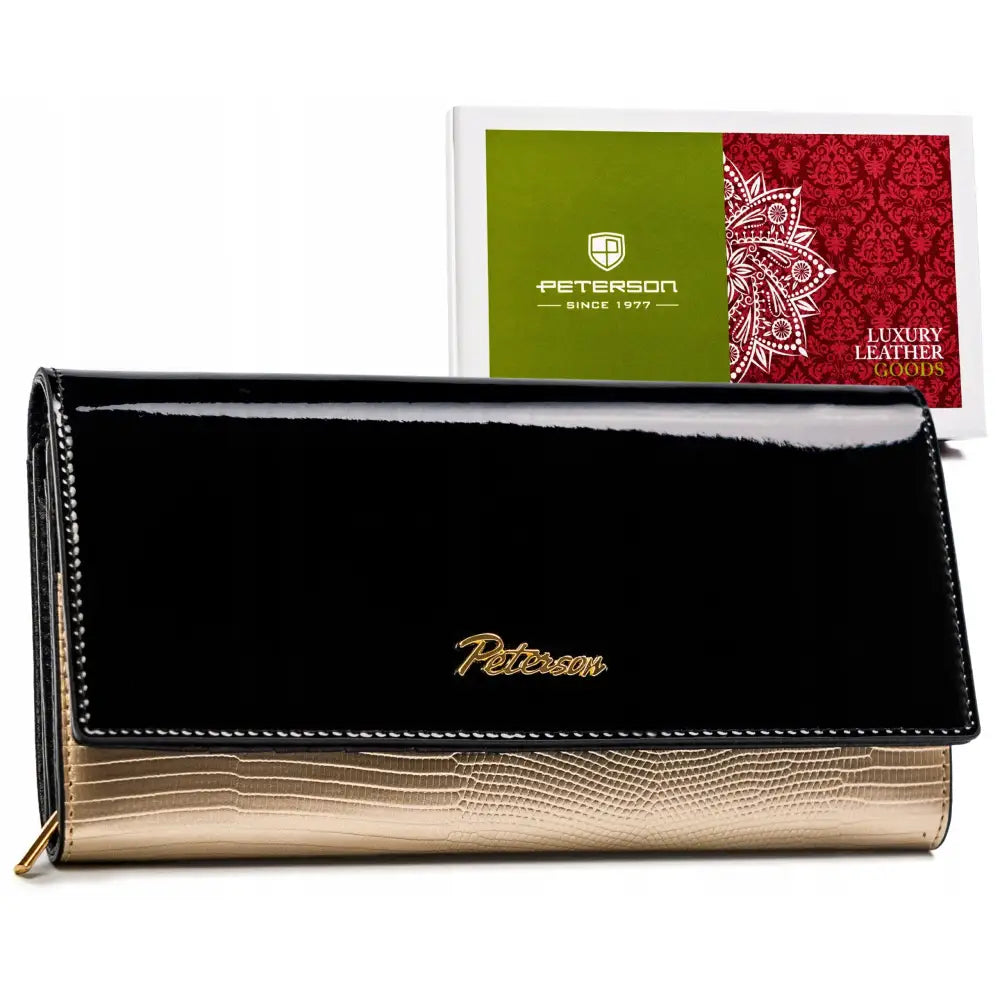 Peterson Lær Lommebok for Kvinner med Trykknap og Rfid-beskyttelse